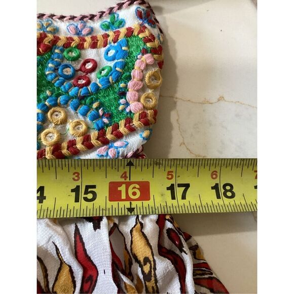 Zara Womens Embroidered mini Dress Sz L Lined Boho Hippie - Picture 10 of 11
